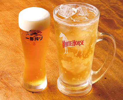 はなびの生ビールとハイボール