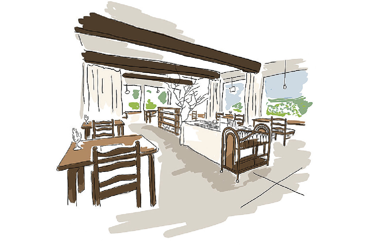 山の上食堂 店内イラスト
