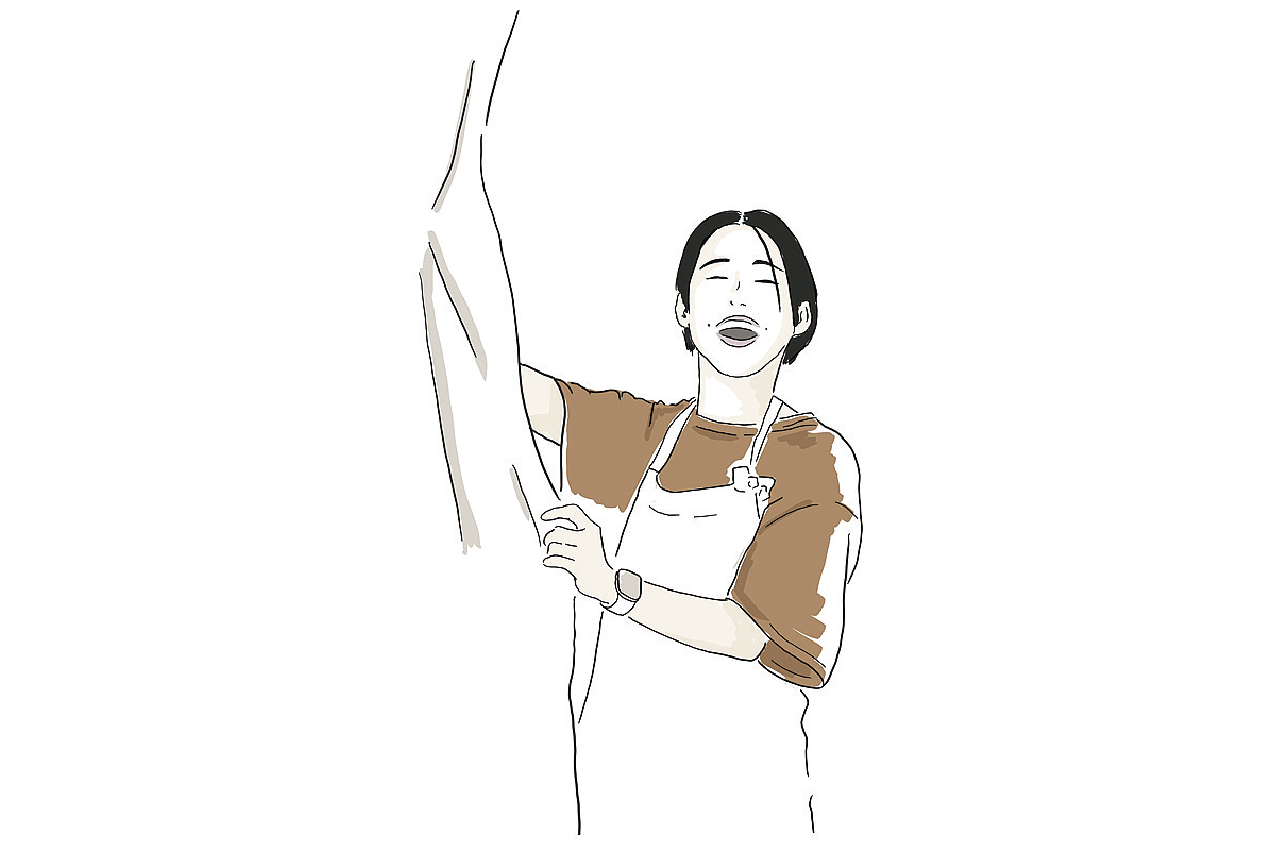 山の上食堂 店主、まこさんのイラスト