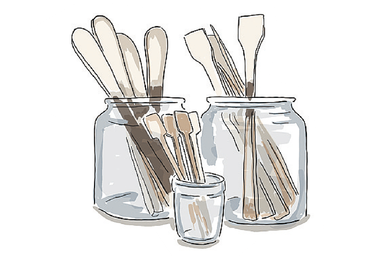 手作りの木のお匙のイラスト