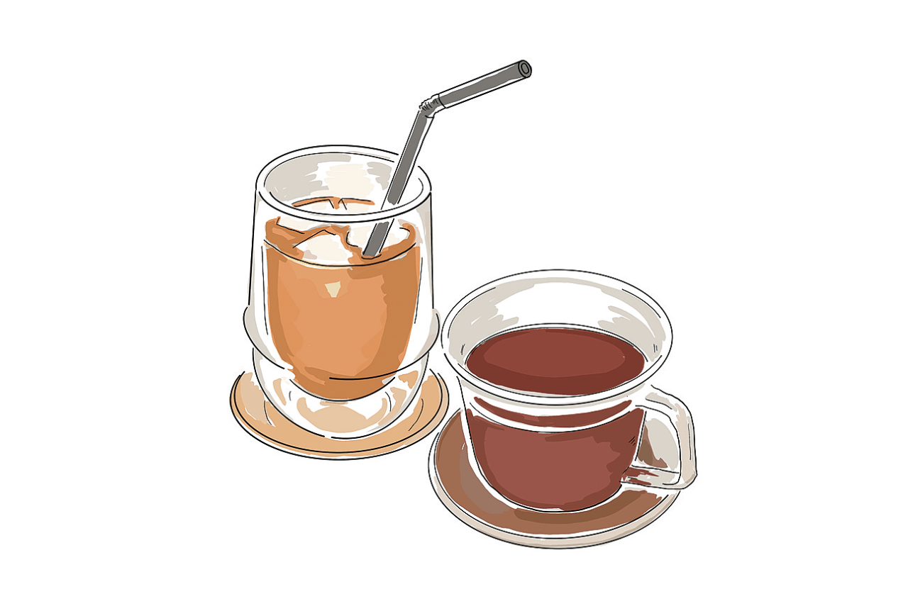 ミルクティーとコーヒーのイラスト