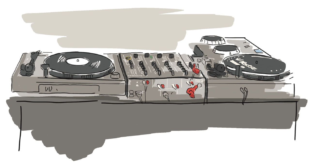 レゲエバーで音楽を流す装置のイラスト